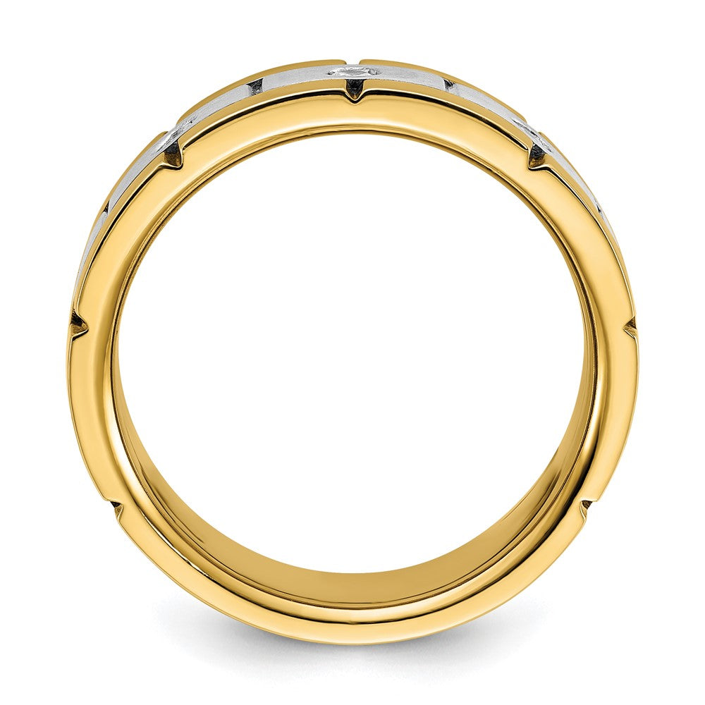 Alternate view of the Mens 8.4mm 14K Two Tone Gold 1/6 Ctw Lab-Cr. Diamond Standard Fit Band by The Black Bow Jewelry Co.