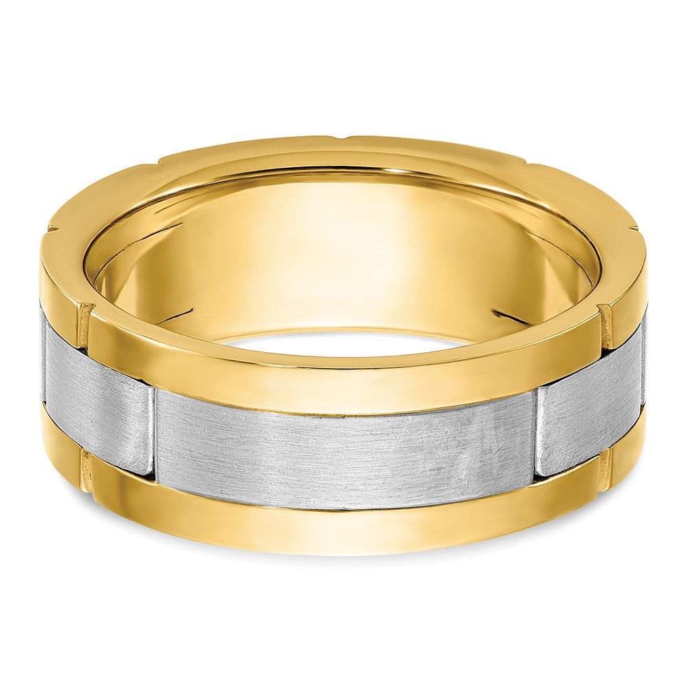 Alternate view of the Mens 8.4mm 14K Two Tone Gold 1/6 Ctw Lab-Cr. Diamond Standard Fit Band by The Black Bow Jewelry Co.