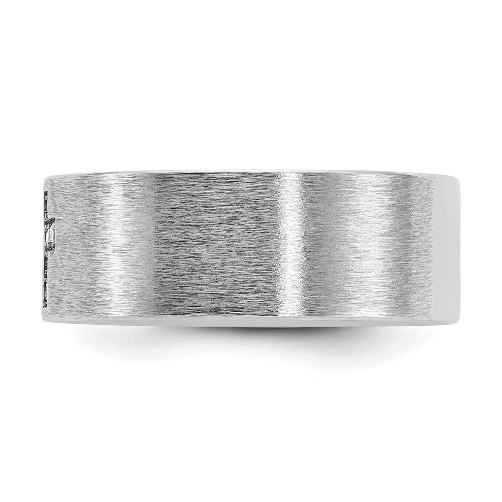 Alternate view of the Men's 8mm 14K White Gold Lab-Created Diamond Cross Standard Fit Band by The Black Bow Jewelry Co.