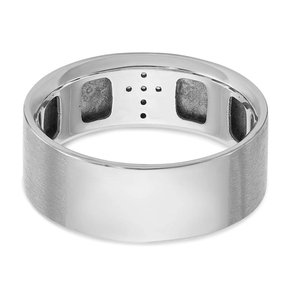 Alternate view of the Men&#39;s 8mm 14K White Gold 1/20 Ctw Diamond Cross Standard Fit Band by The Black Bow Jewelry Co.
