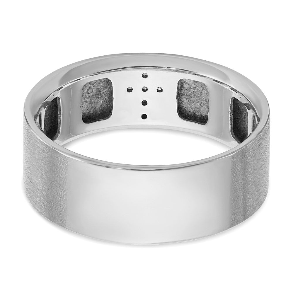 Alternate view of the Men's 8mm 14K White Gold 1/20 Ctw Diamond Cross Standard Fit Band by The Black Bow Jewelry Co.