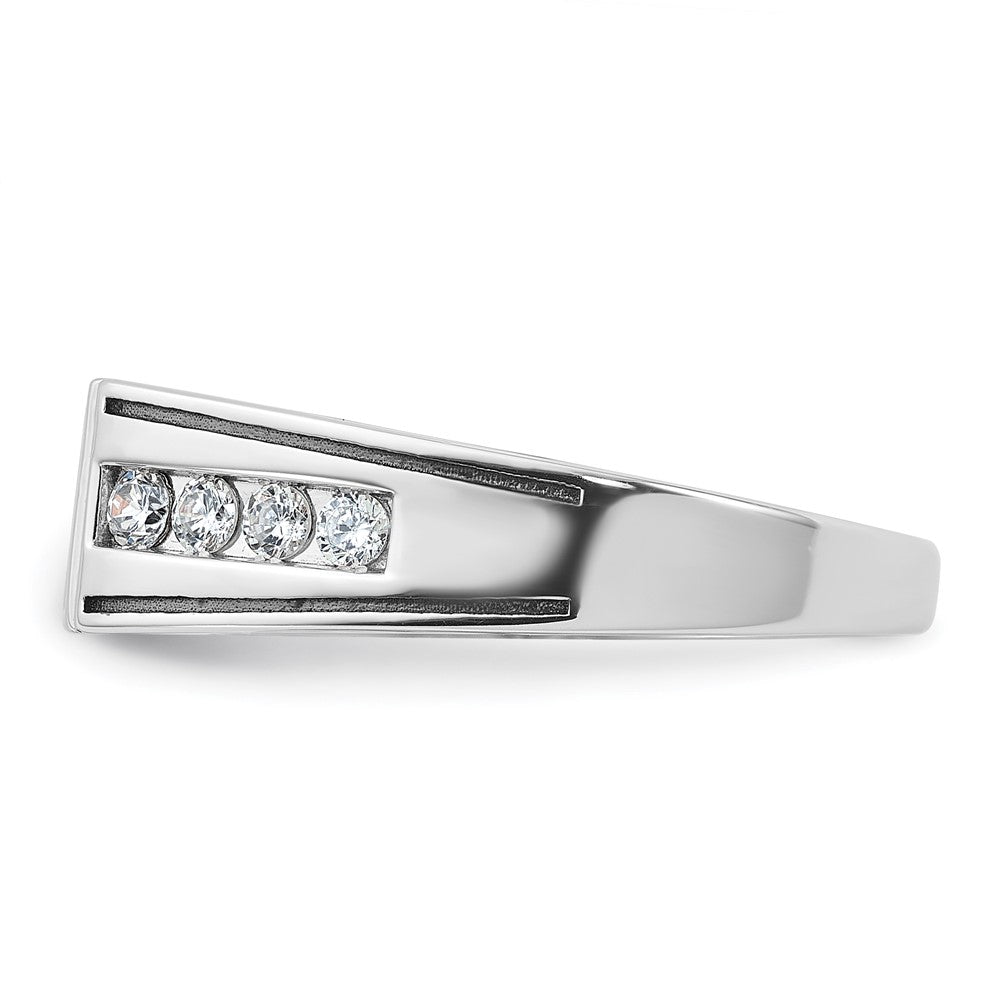 Alternate view of the Men&#39;s 7.5mm Rhodium Plated 14K White Gold 7/8 Ctw Diamond Tapered Band by The Black Bow Jewelry Co.