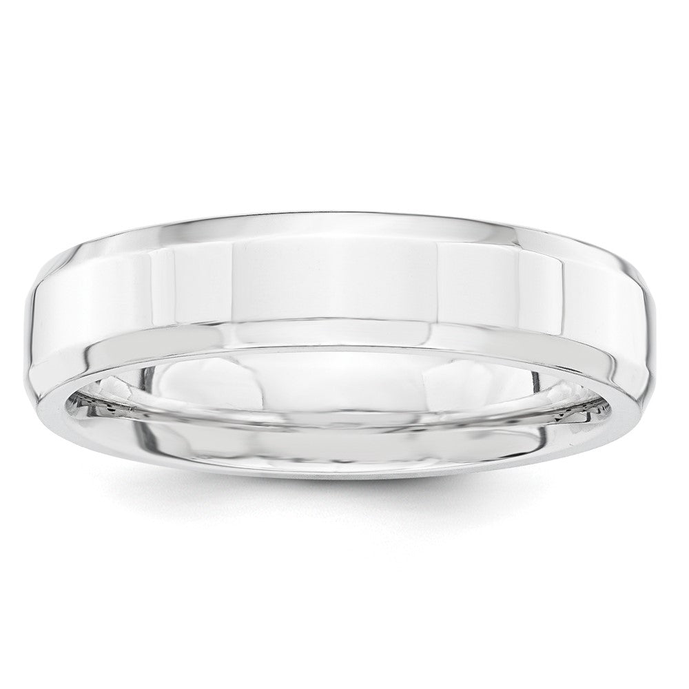 5mm Platinum Polished Beveled Edge Comfort Fit Band, Size 6, Item R12273-5MM-06 by The Black Bow Jewelry Co.