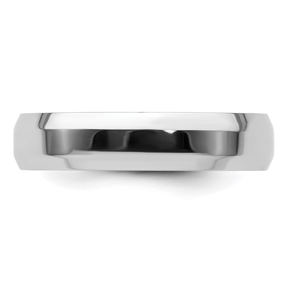 Alternate view of the 5mm Platinum Polished Beveled Edge Comfort Fit Band, Size 6 by The Black Bow Jewelry Co.
