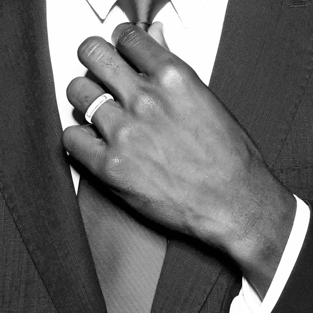 Alternate view of the 5mm Platinum Polished Beveled Edge Comfort Fit Band, Size 6 by The Black Bow Jewelry Co.