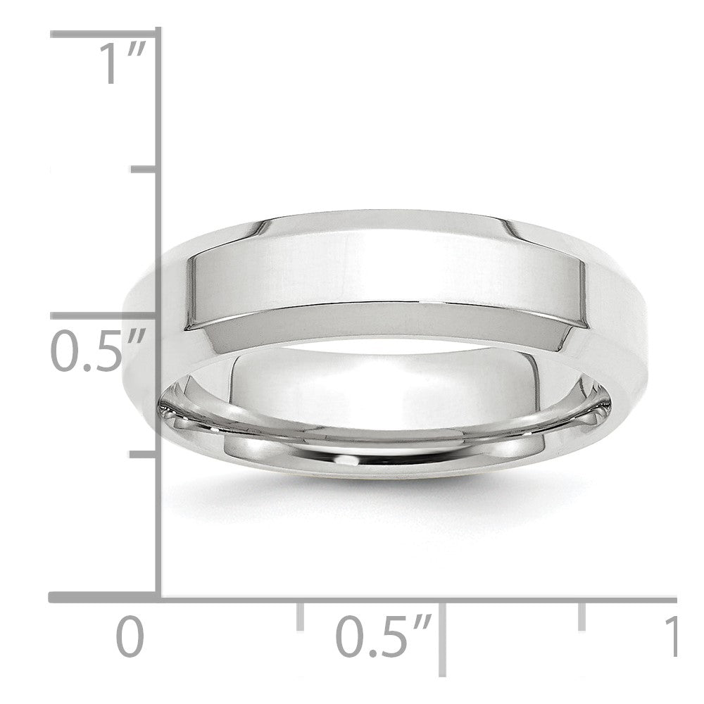 Alternate view of the 5mm or 6mm Platinum Polished Beveled Edge Comfort Fit Band by The Black Bow Jewelry Co.