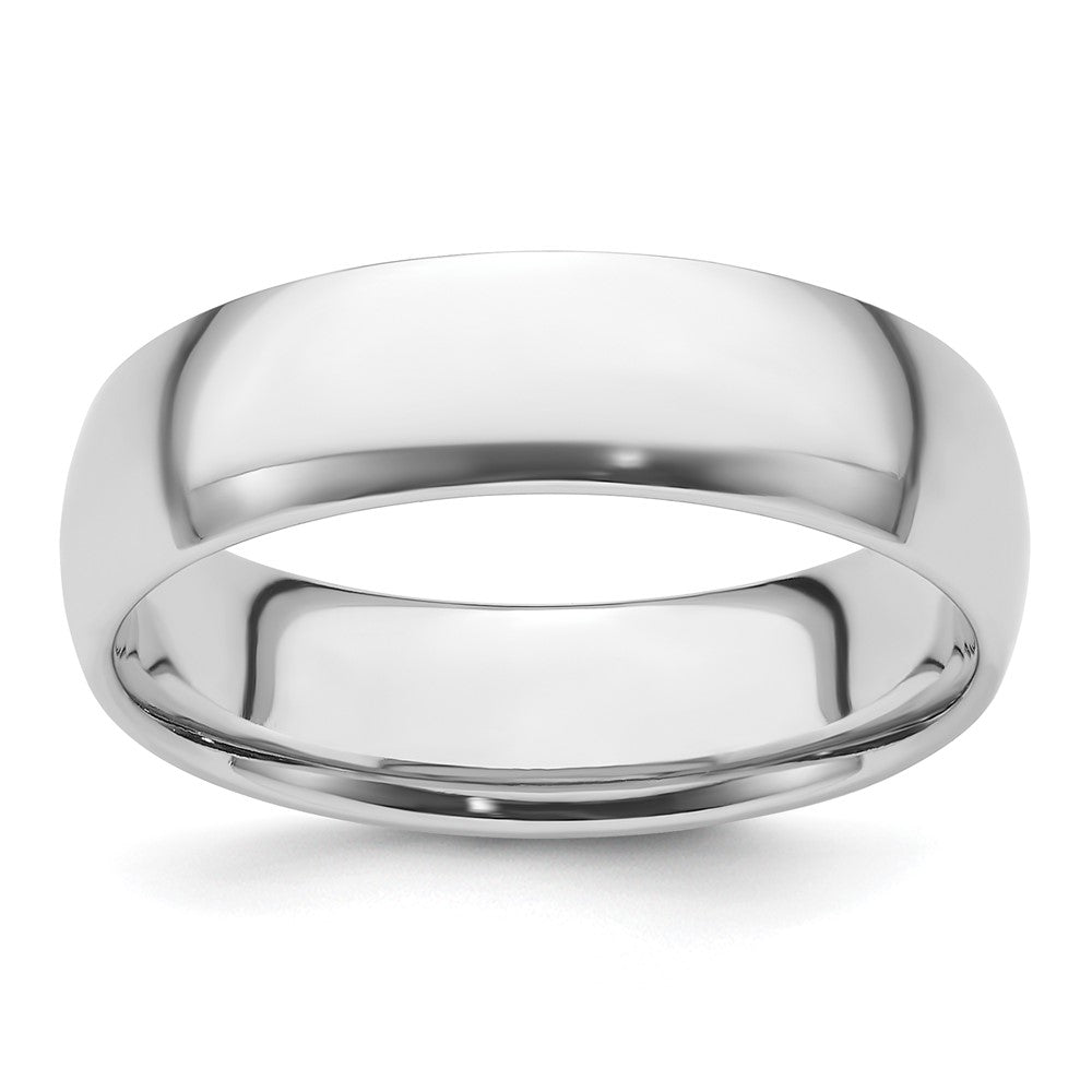 6mm Platinum Light Weight Domed Comfort Fit Band, Size 4, Item R12275-6MM-04 by The Black Bow Jewelry Co.