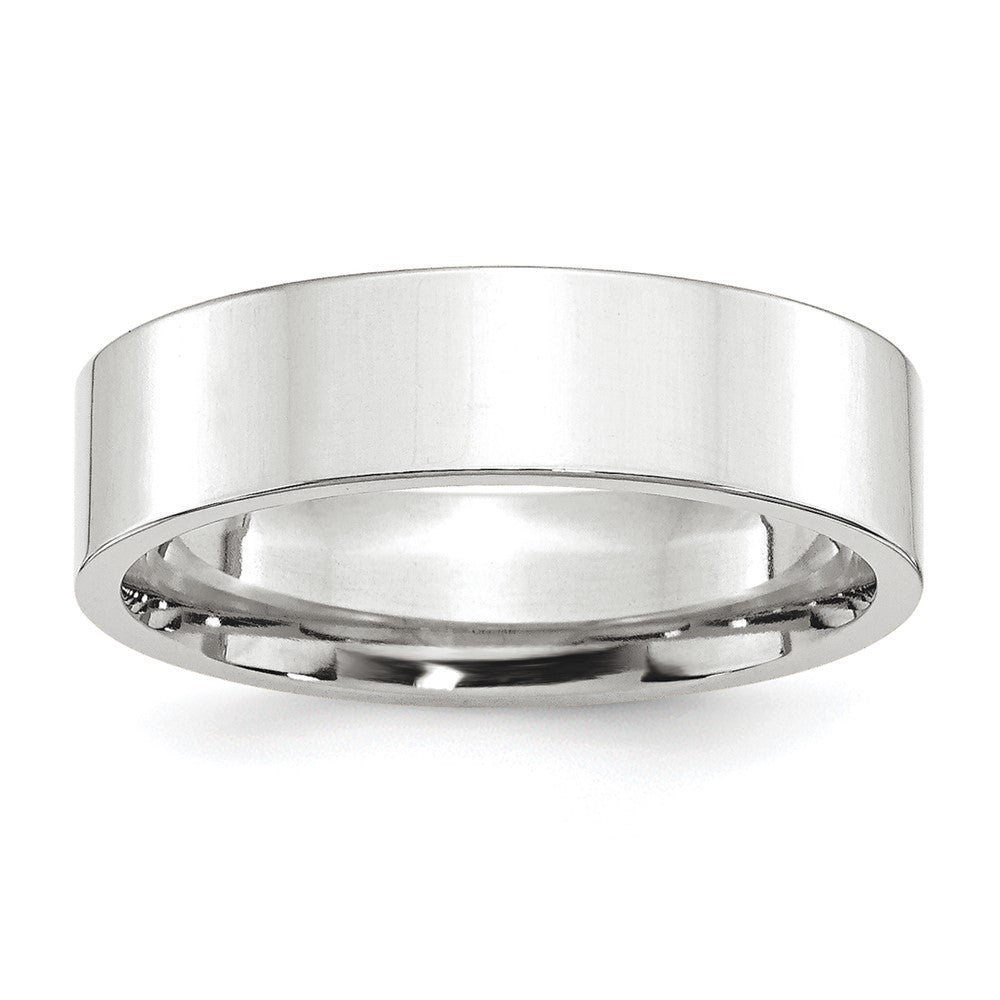 6mm Platinum Polished Flat Comfort Fit Band, Size 6, Item R12276-6MM-06 by The Black Bow Jewelry Co.