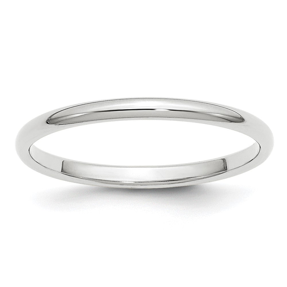 2mm Platinum Polished Half Round Standard Fit Band, Size 4, Item R12277-2MM-04 by The Black Bow Jewelry Co.