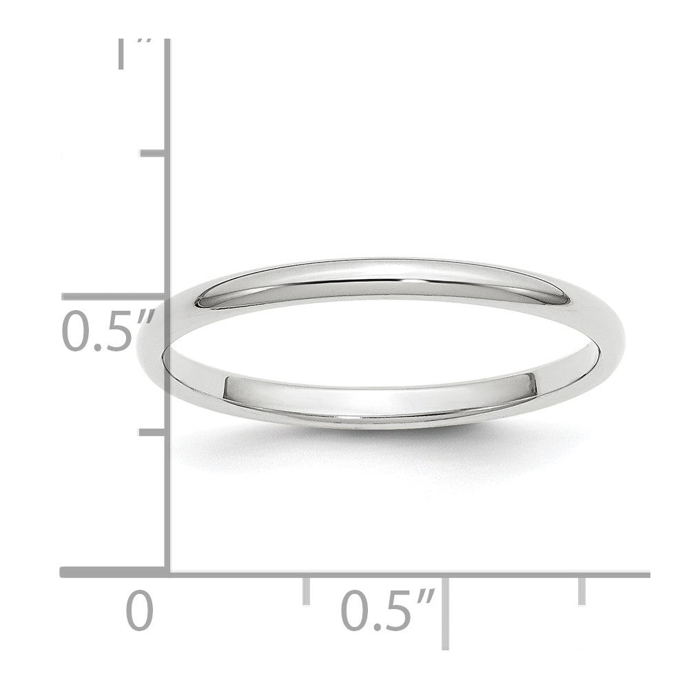 Alternate view of the 2mm Platinum Polished Half Round Standard Fit Band, Size 4 by The Black Bow Jewelry Co.