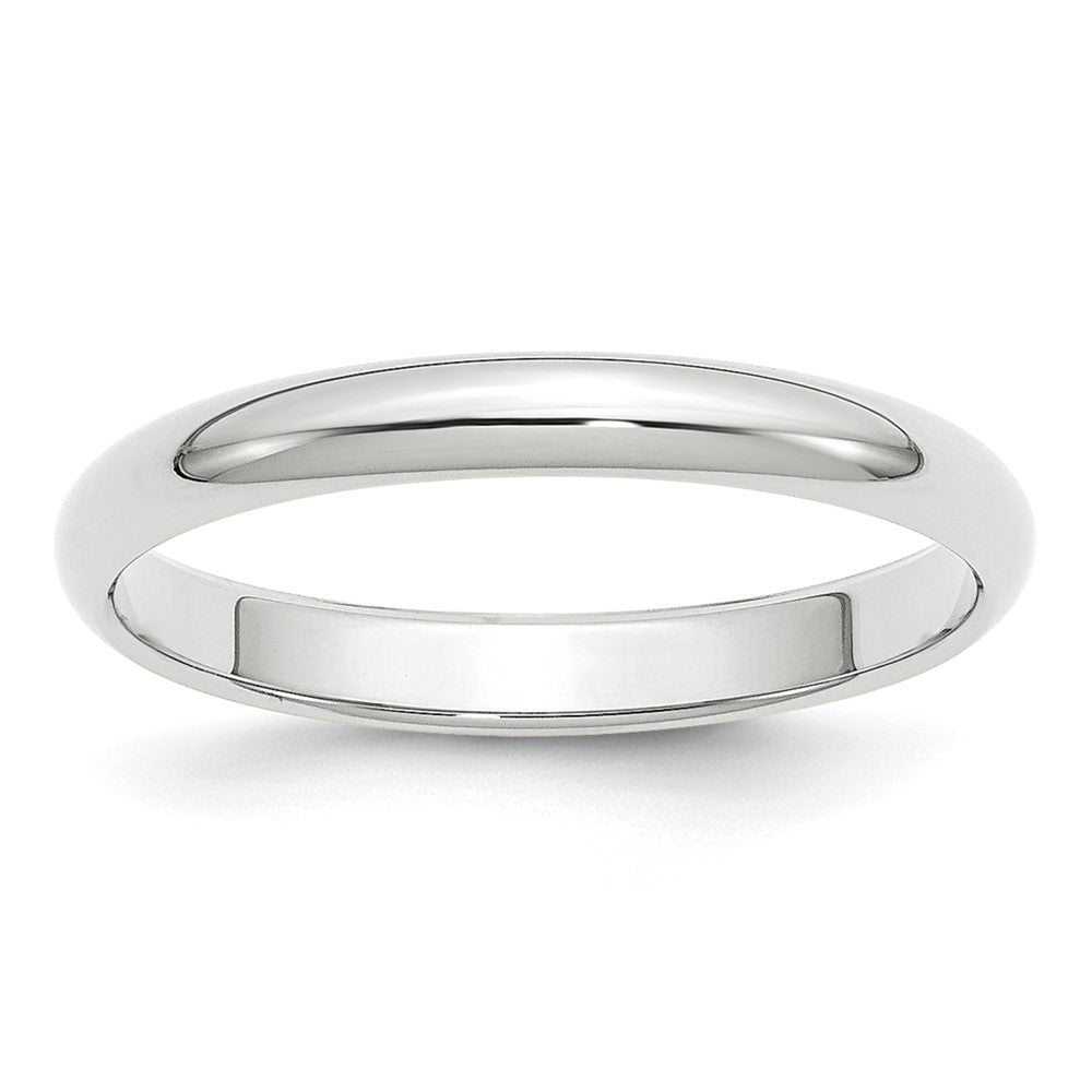 3mm Platinum Polished Half Round Standard Fit Band, Size 4, Item R12277-3MM-04 by The Black Bow Jewelry Co.