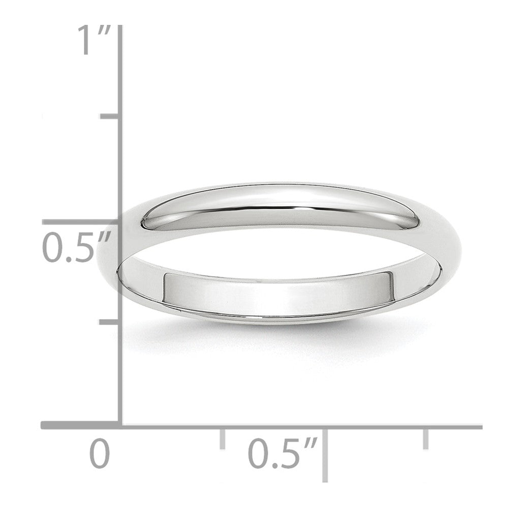 Alternate view of the 3mm Platinum Polished Half Round Standard Fit Band, Size 4 by The Black Bow Jewelry Co.