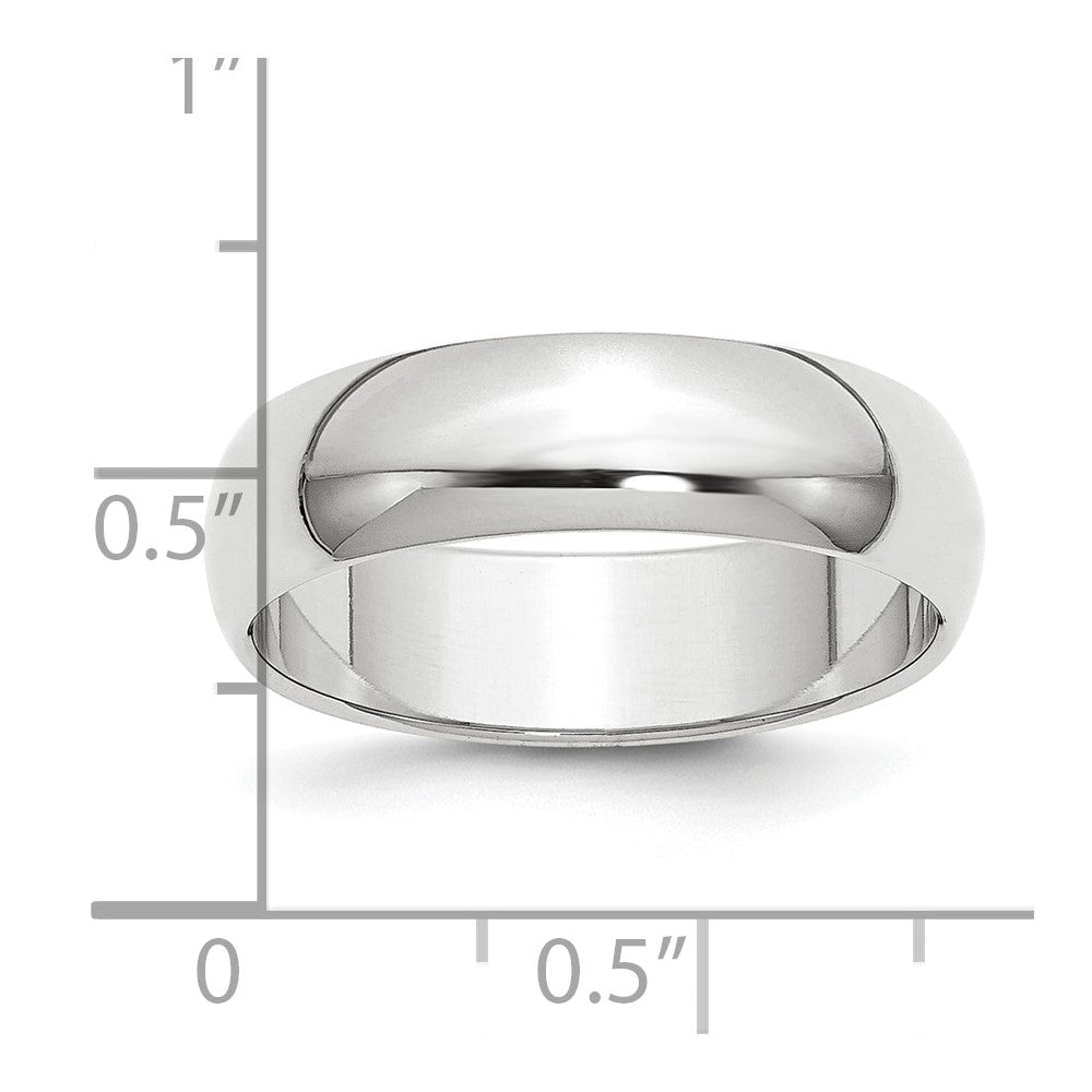 Alternate view of the 2mm to 6mm Platinum Polished Half Round Standard Fit Band by The Black Bow Jewelry Co.