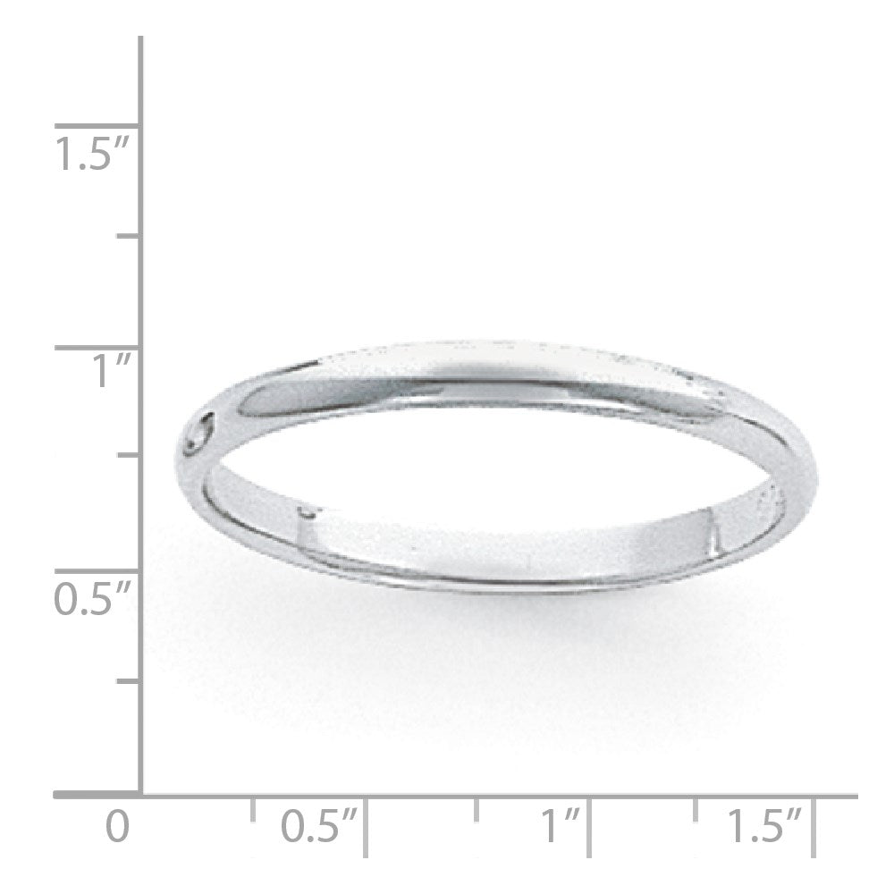 Alternate view of the 3mm Platinum Light Weight Half Round Standard Fit Band, Size 4 by The Black Bow Jewelry Co.