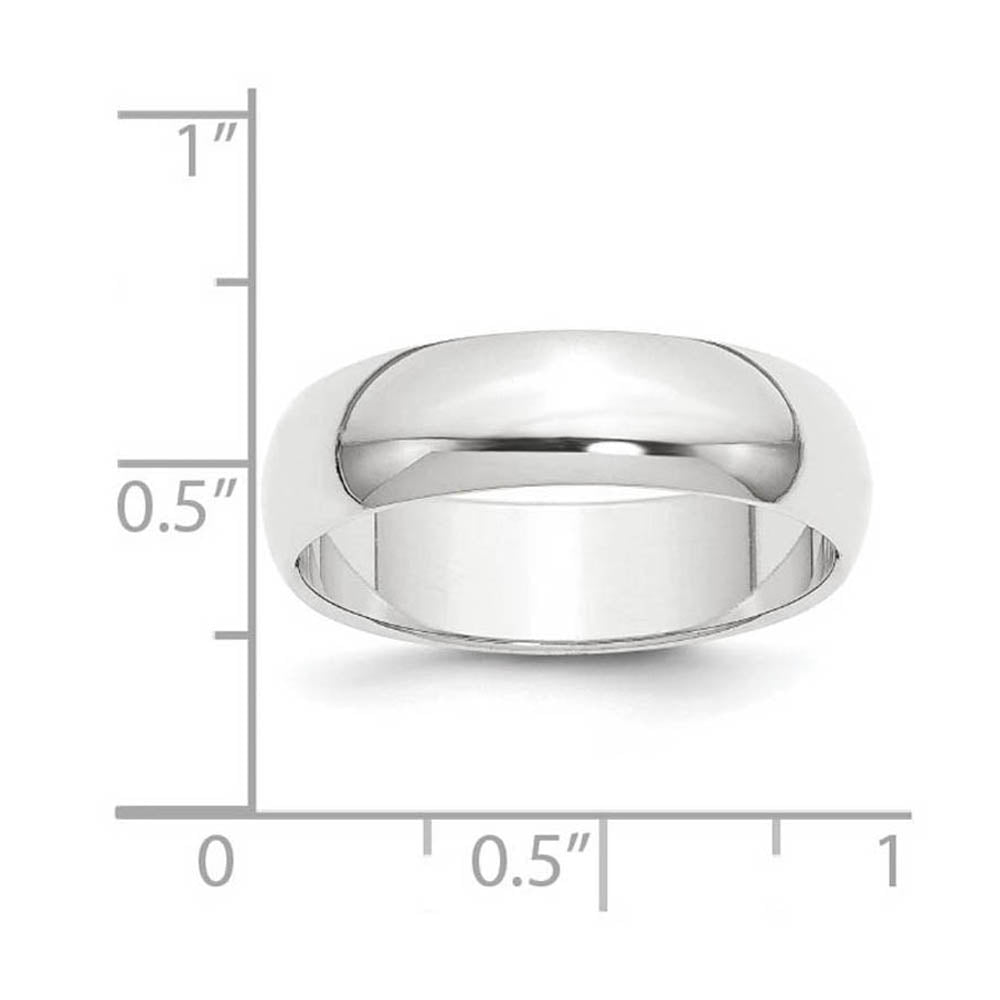 Alternate view of the 6mm Platinum Light Weight Half Round Standard Fit Band, Size 4 by The Black Bow Jewelry Co.