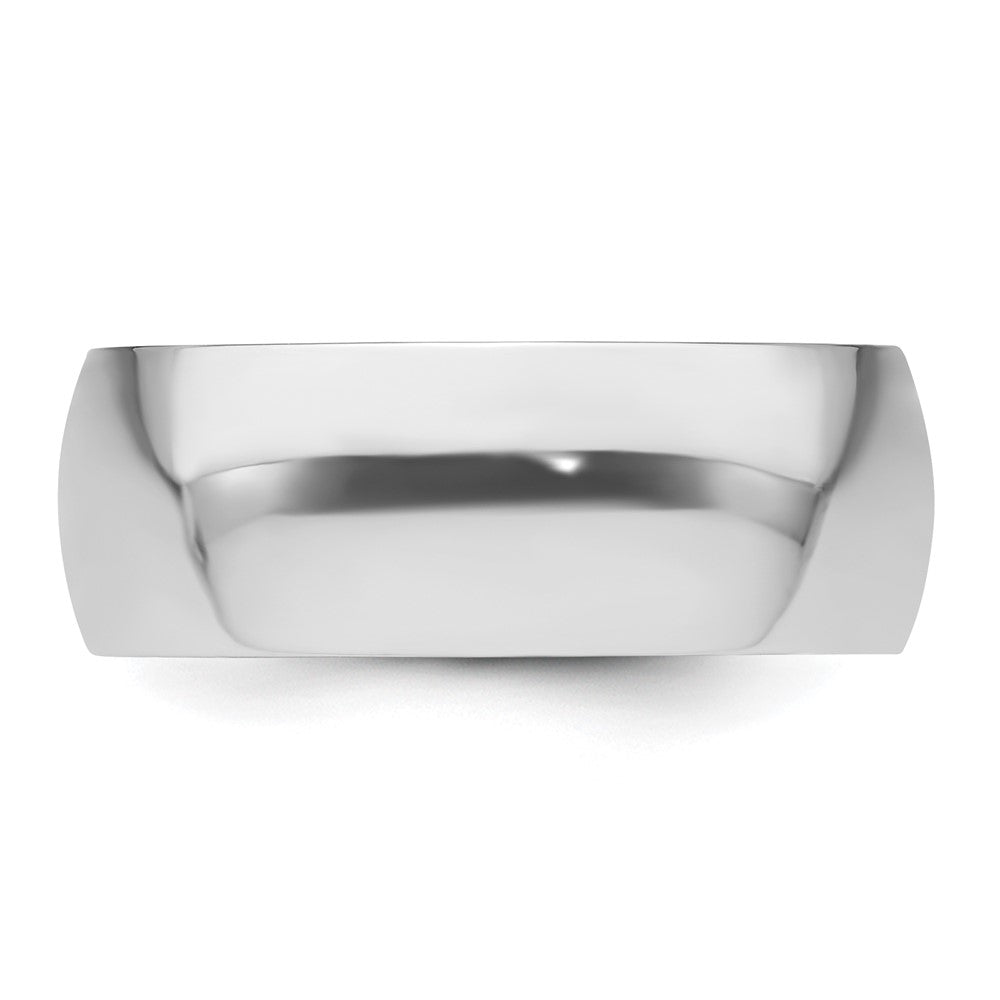 Alternate view of the 8mm Platinum Light Weight Half Round Standard Fit Band, Size 6 by The Black Bow Jewelry Co.