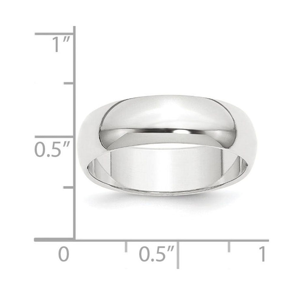 Alternate view of the 8mm Platinum Light Weight Half Round Standard Fit Band, Size 6 by The Black Bow Jewelry Co.