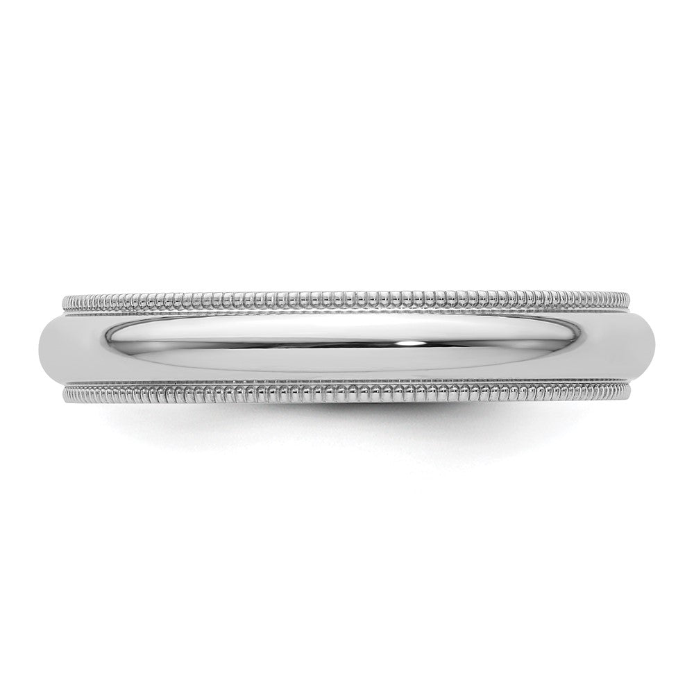 Alternate view of the 4mm to 6mm Platinum Milgrain Edge Domed Comfort Fit Band by The Black Bow Jewelry Co.