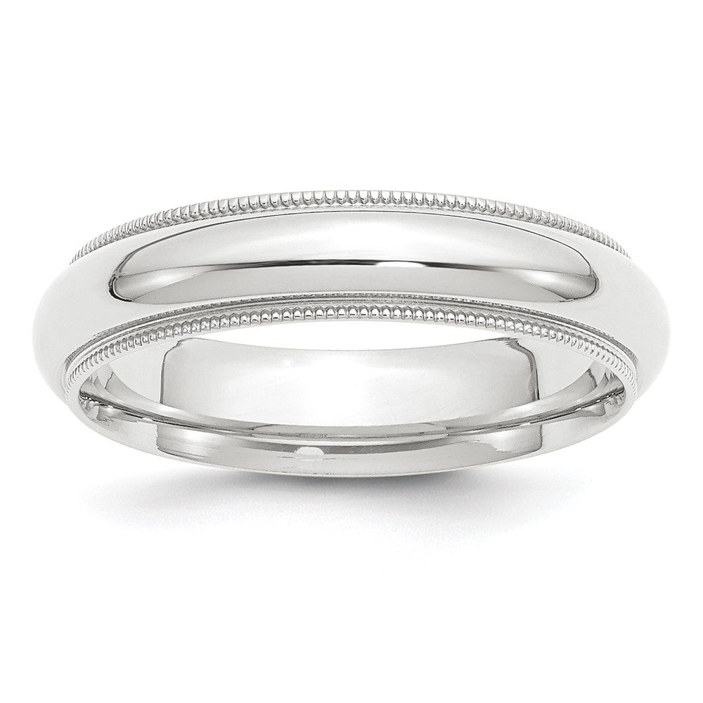 5mm Platinum Milgrain Edge Domed Comfort Fit Band, Size 5, Item R12279-5MM-05 by The Black Bow Jewelry Co.