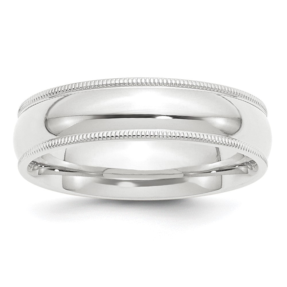 6mm Platinum Milgrain Edge Domed Comfort Fit Band, Size 5, Item R12279-6MM-05 by The Black Bow Jewelry Co.