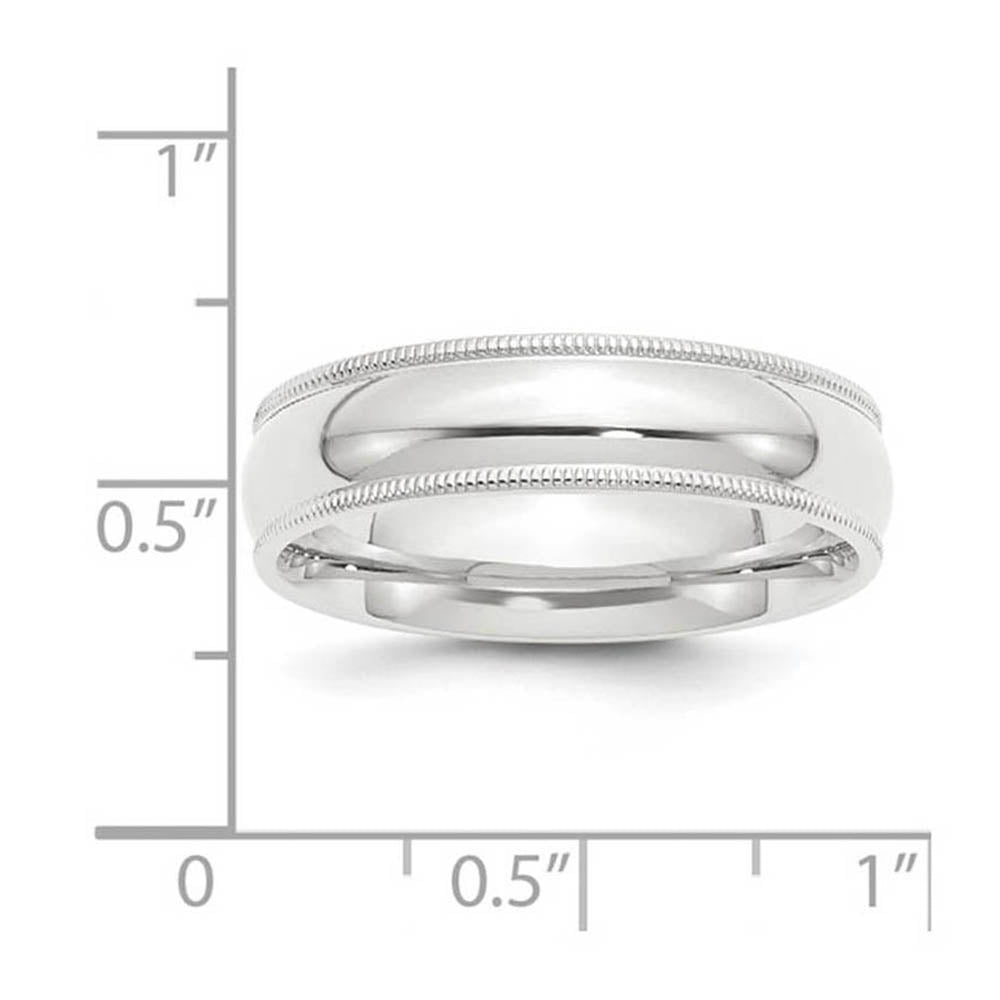 Alternate view of the 6mm Platinum Milgrain Edge Domed Comfort Fit Band, Size 5 by The Black Bow Jewelry Co.