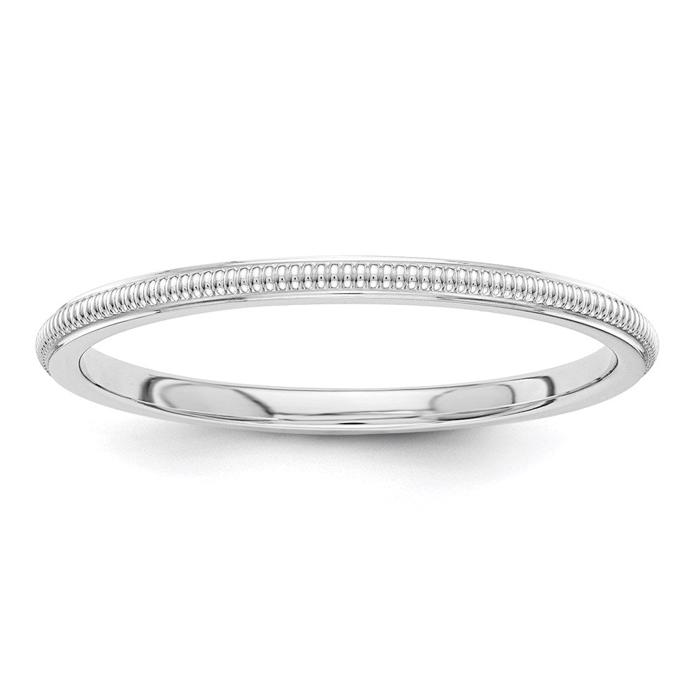 1.5mm 14K White Gold Milgrain Standard Fit Band, Size 4, Item R12280-14KW-04 by The Black Bow Jewelry Co.