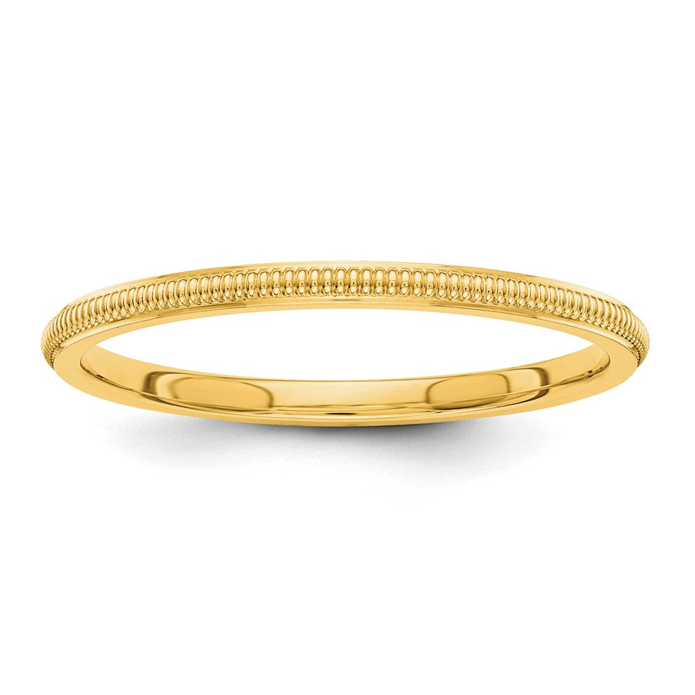 1.5mm 14K Yellow, White or Rose Gold Milgrain Standard Fit Band, Item R12280 by The Black Bow Jewelry Co.