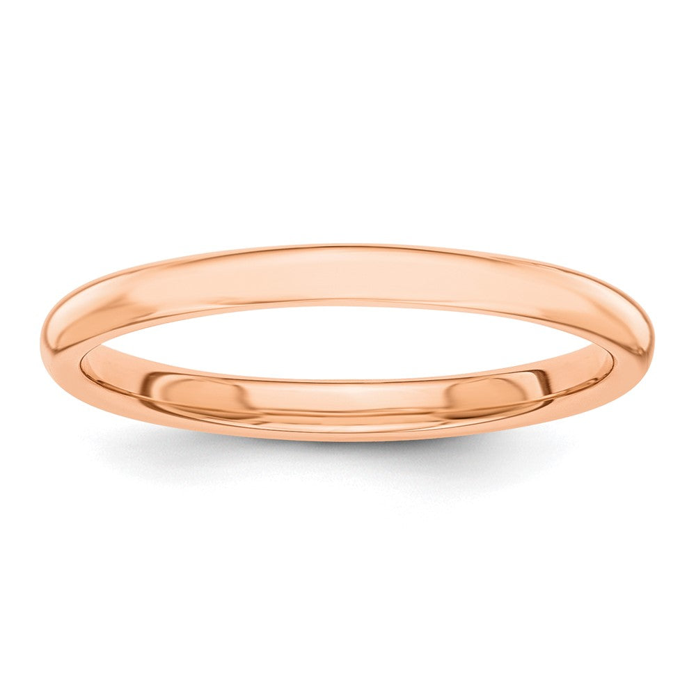 2mm 14K Rose Gold Polished Domed Standard Fit Band, Size 5, Item R12281-14KR-05 by The Black Bow Jewelry Co.