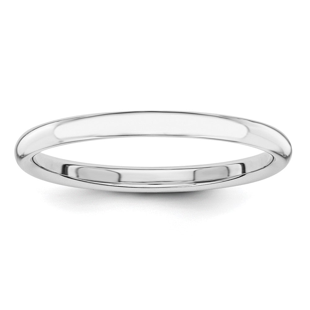 2mm 14K White Gold Polished Domed Standard Fit Band, Size 6, Item R12281-14KW-06 by The Black Bow Jewelry Co.