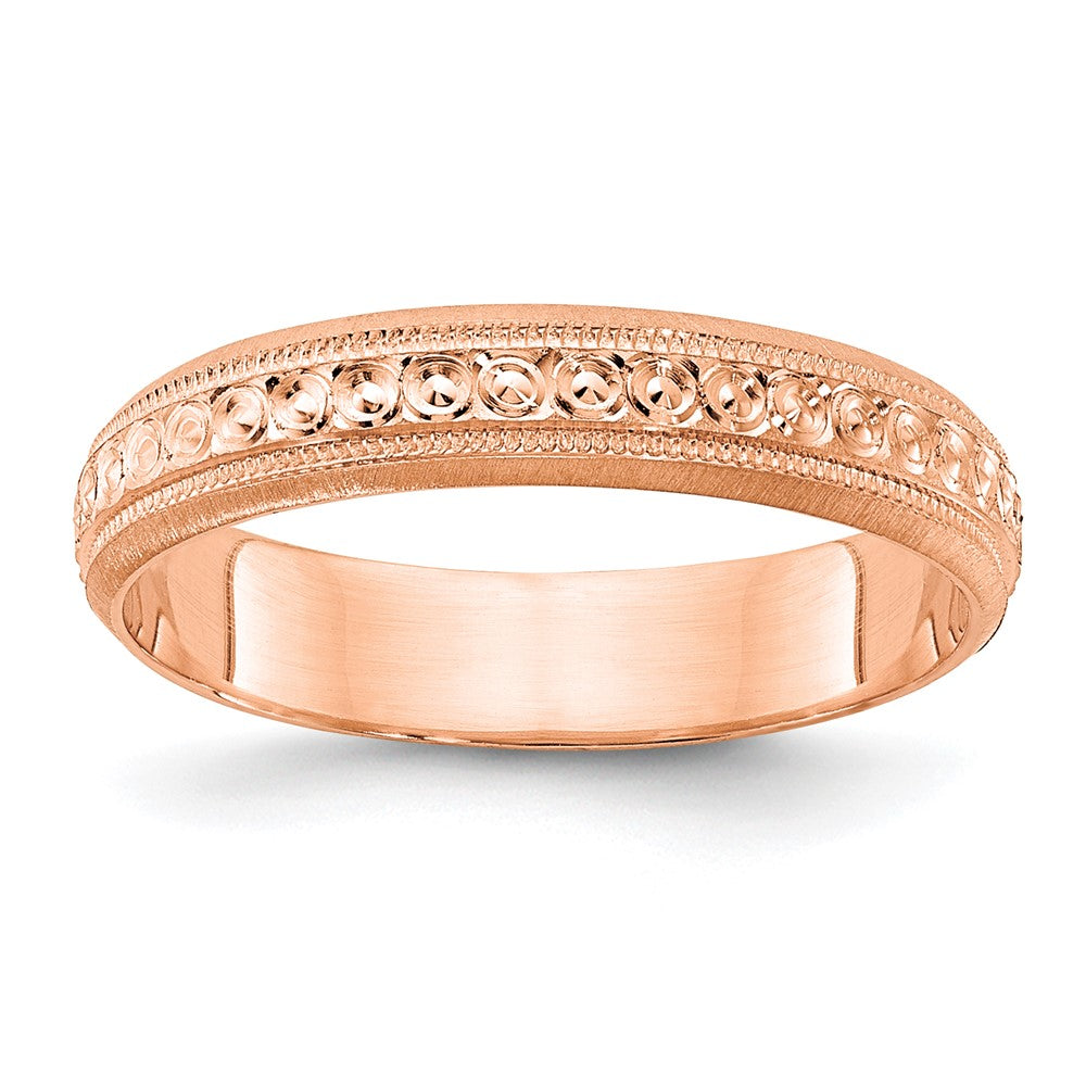 Alternate view of the 3mm 14K Yellow, White, or Rose Gold Design Etched Standard Fit Band by The Black Bow Jewelry Co.