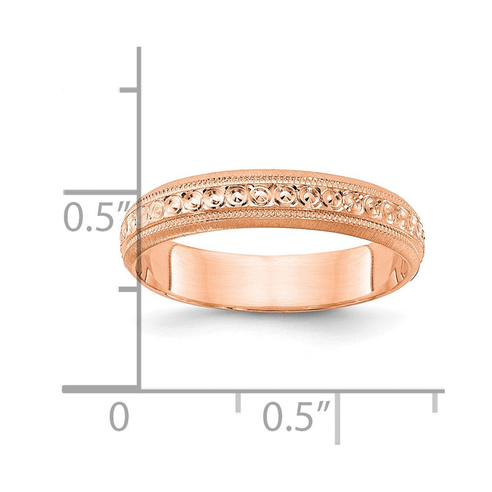 Alternate view of the 3mm 14K Rose Gold Design Etched Standard Fit Band, Size 5 by The Black Bow Jewelry Co.
