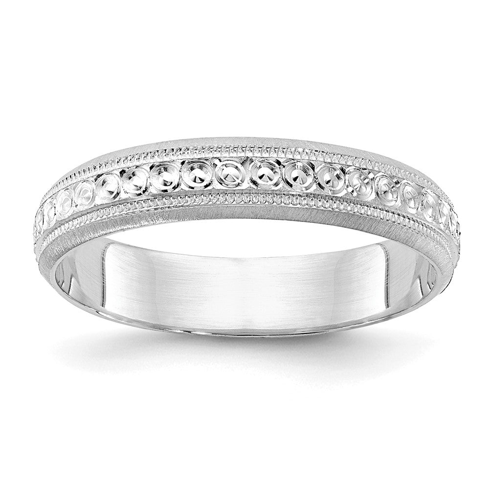 3mm 14K White Gold Design Etched Standard Fit Band, Size 6, Item R12282-14KW-06 by The Black Bow Jewelry Co.