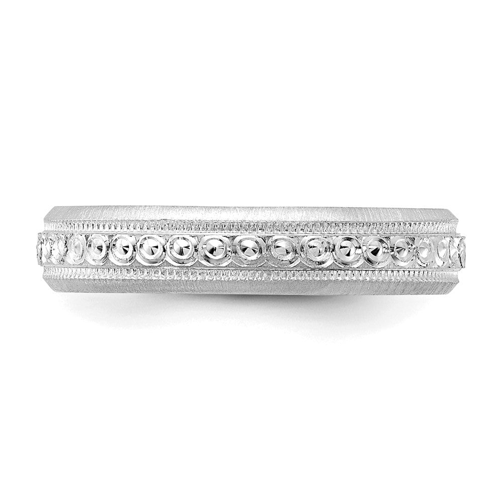 Alternate view of the 3mm 14K White Gold Design Etched Standard Fit Band, Size 5 by The Black Bow Jewelry Co.