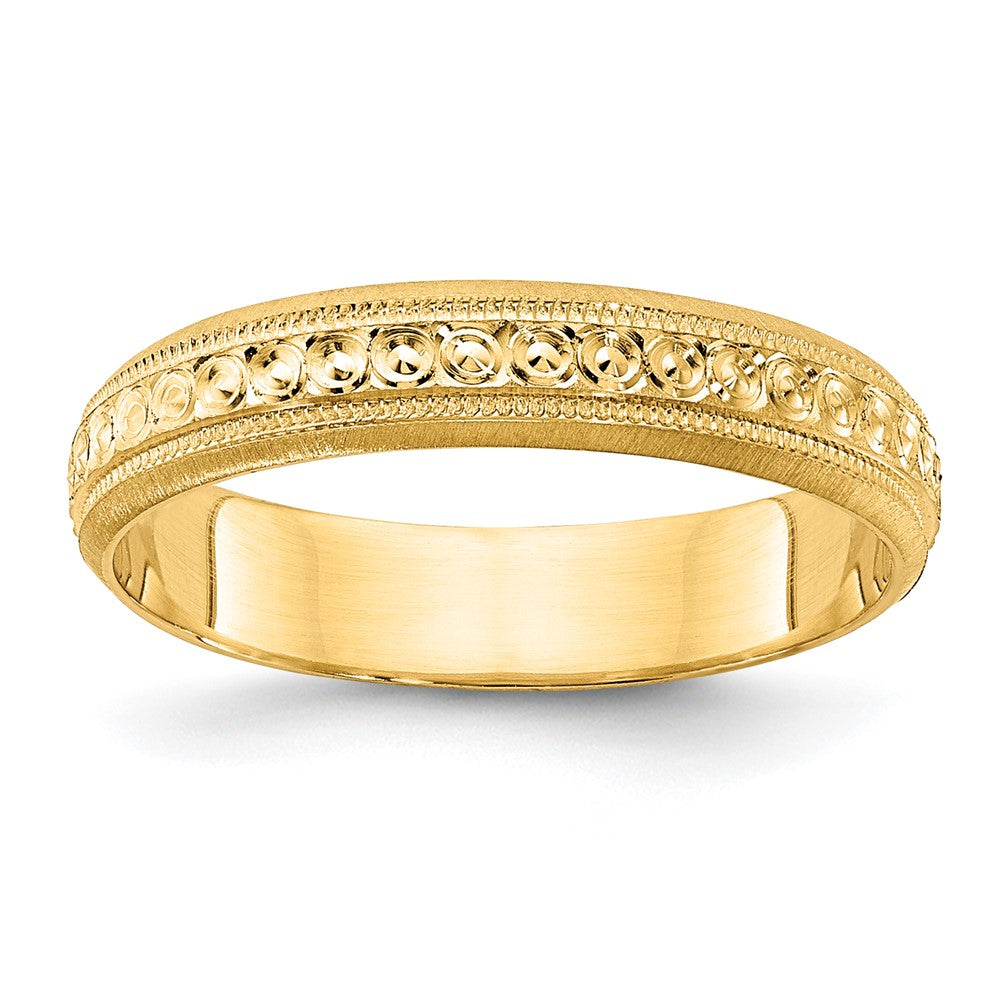 3mm 14K Yellow, White, or Rose Gold Design Etched Standard Fit Band, Item R12282 by The Black Bow Jewelry Co.