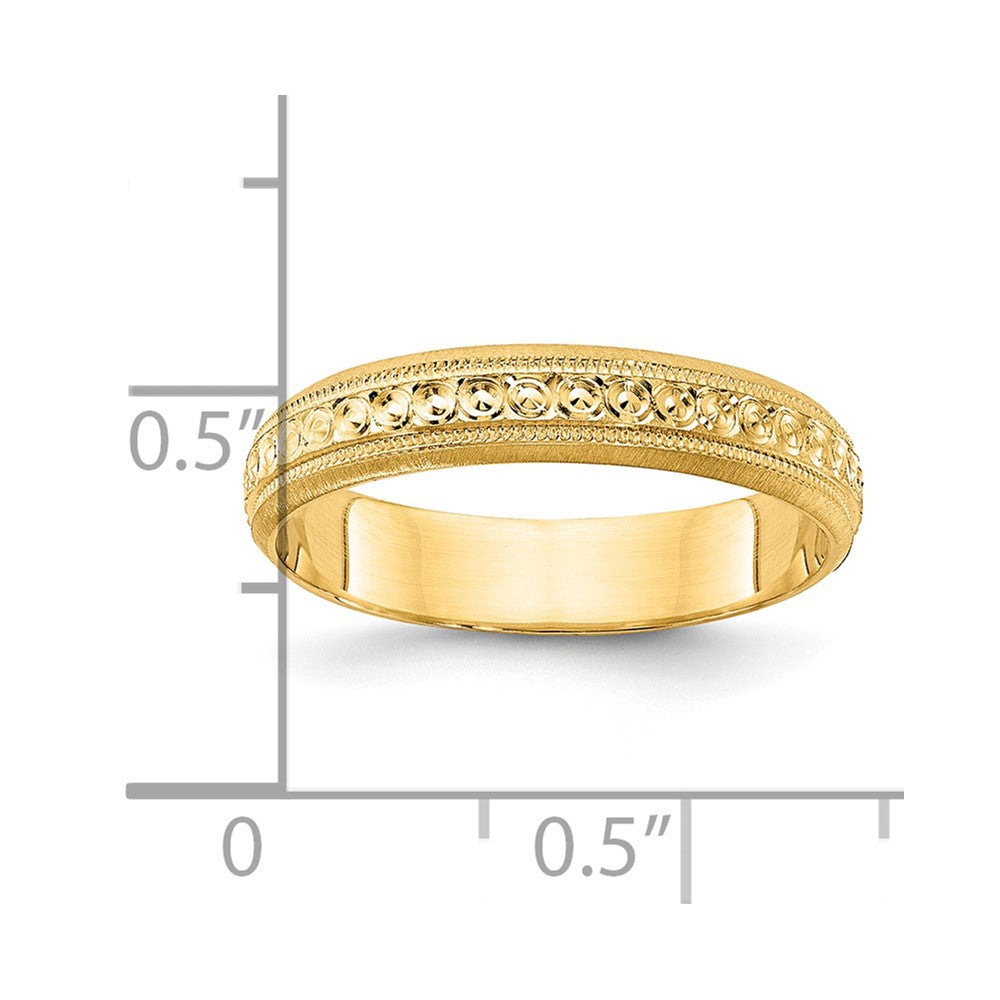 Alternate view of the 3mm 14K Yellow Gold Design Etched Standard Fit Band, Size 5 by The Black Bow Jewelry Co.