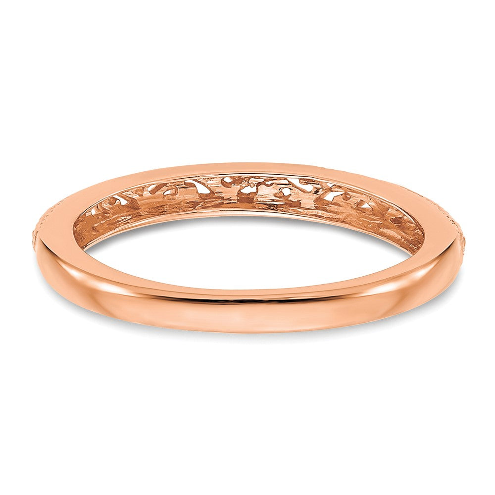 Alternate view of the 3mm 14K Rose Gold Filigree Tapered Band, Size 4 by The Black Bow Jewelry Co.