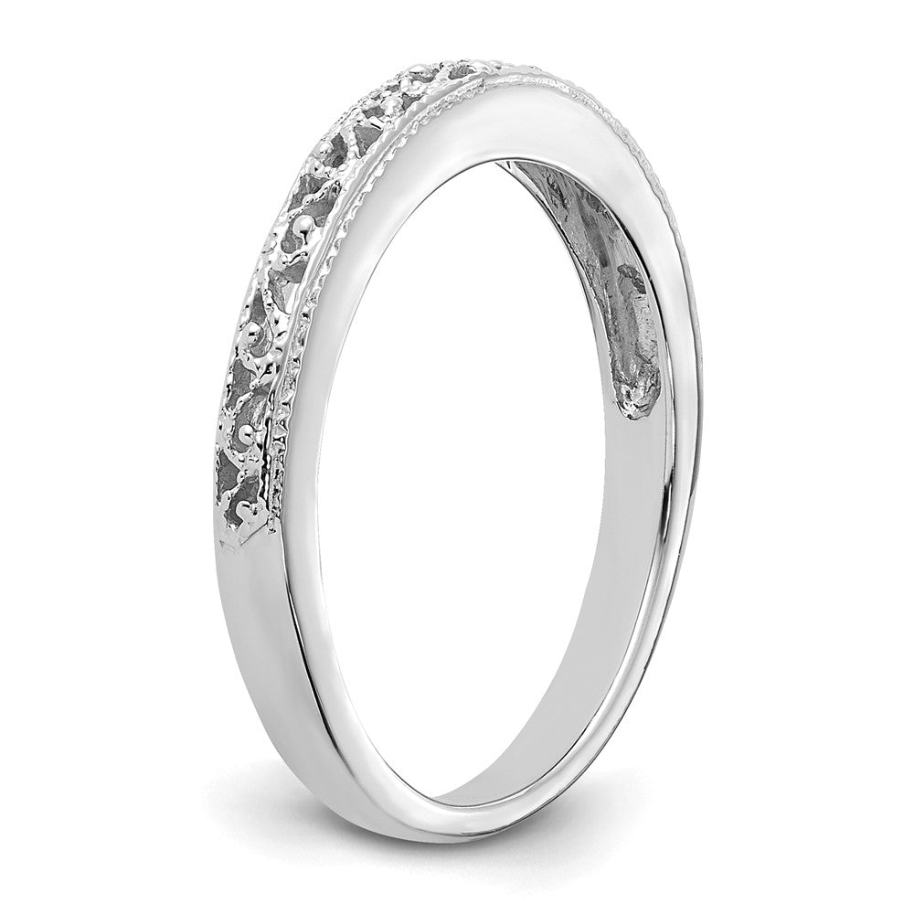 Alternate view of the 3mm 14K White Gold Filigree Tapered Band, Size 4 by The Black Bow Jewelry Co.