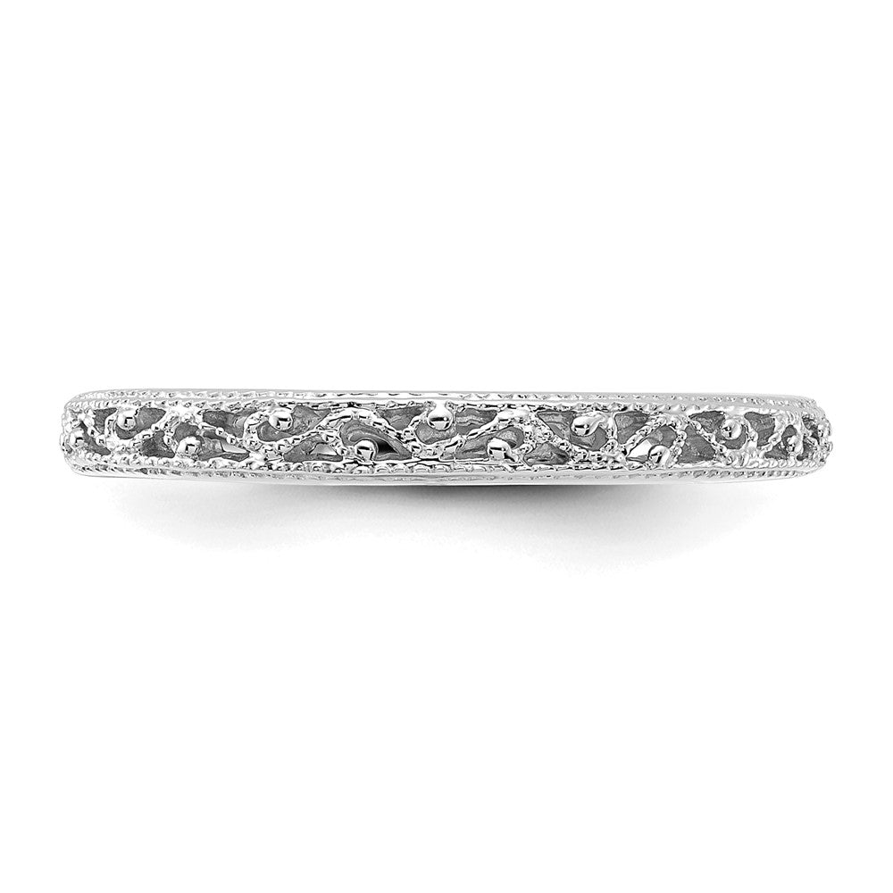 Alternate view of the 3mm 14K White Gold Filigree Tapered Band, Size 4 by The Black Bow Jewelry Co.