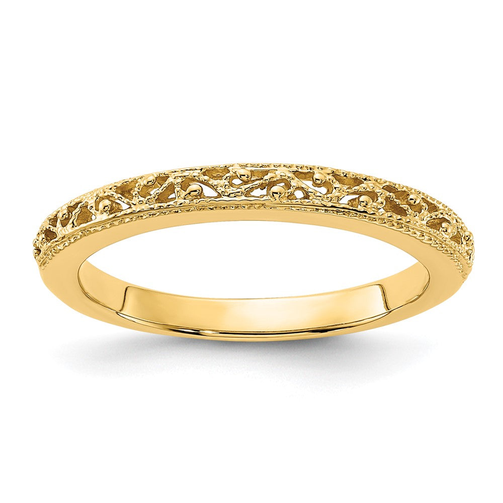 3mm 14K Yellow Gold Filigree Tapered Band, Size 7, Item R12283-14KY-07 by The Black Bow Jewelry Co.