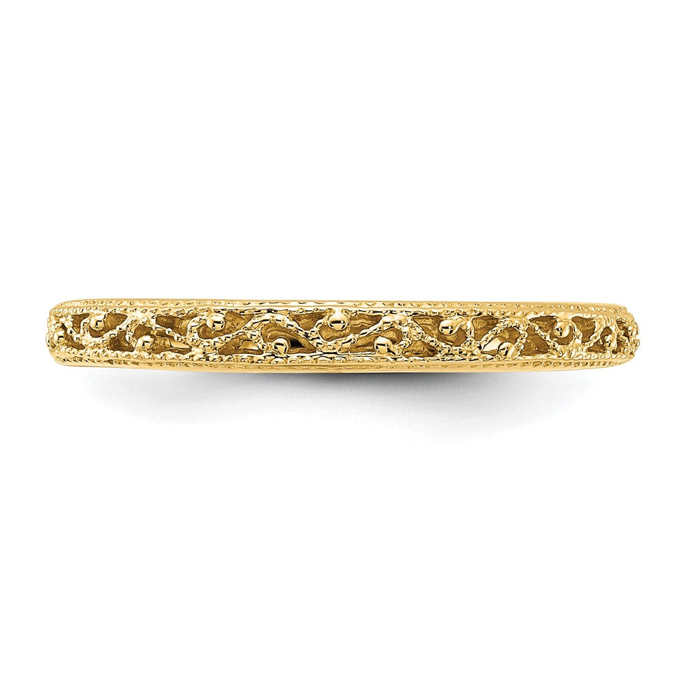 Alternate view of the 3mm 14K Yellow Gold Filigree Tapered Band, Size 5 by The Black Bow Jewelry Co.