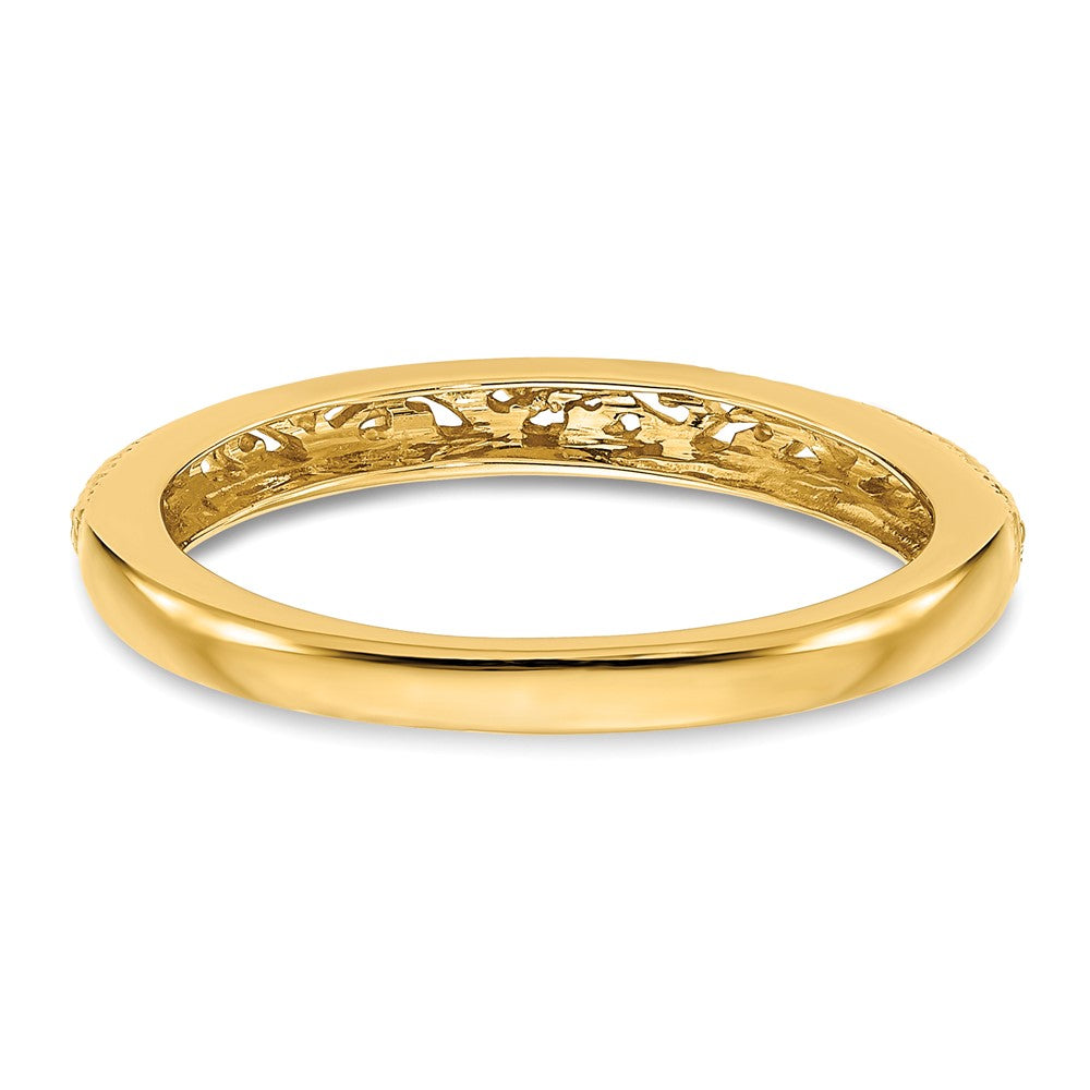 Alternate view of the 3mm 14K Yellow Gold Filigree Tapered Band, Size 5 by The Black Bow Jewelry Co.