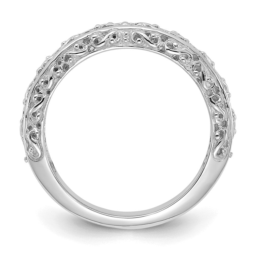 Alternate view of the 4mm 14K White Gold Filigree Tapered Band, Size 4 by The Black Bow Jewelry Co.