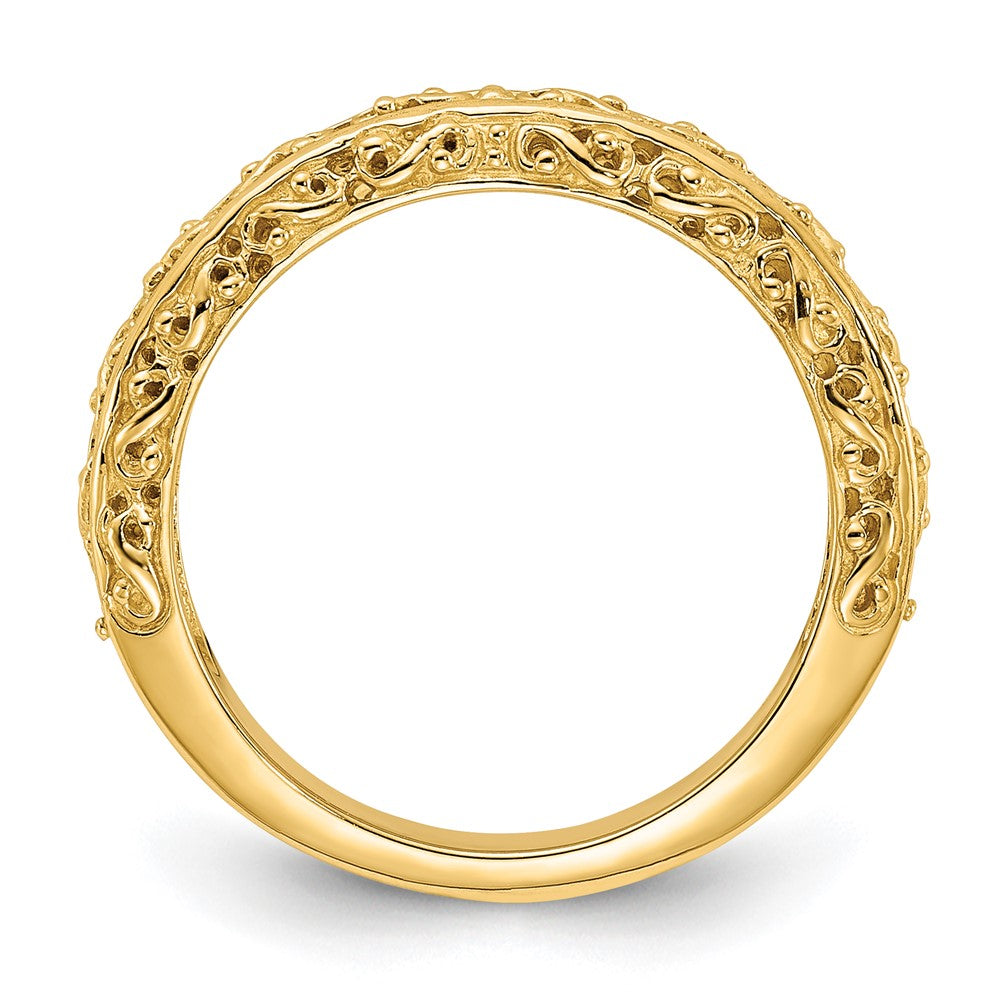 Alternate view of the 4mm 14K Yellow Gold Filigree Tapered Band, Size 4 by The Black Bow Jewelry Co.