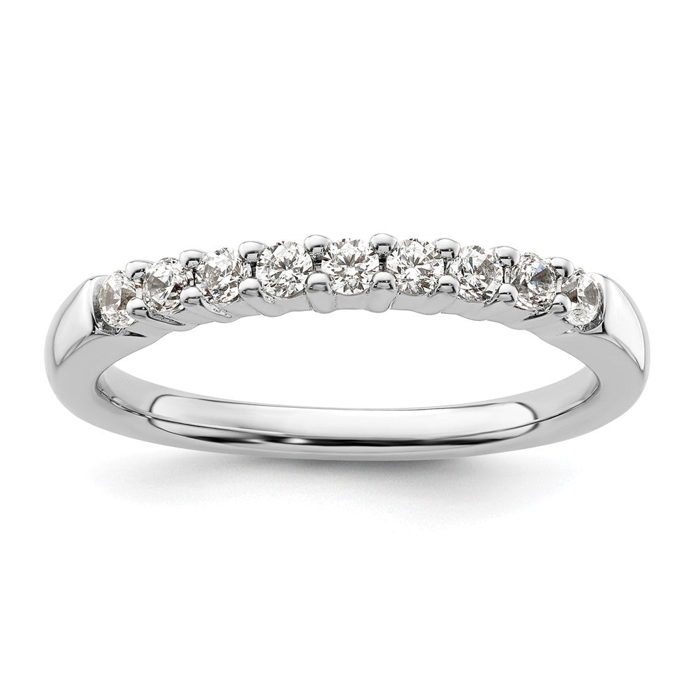 2.3mm 14K White Gold 1/3 Ctw Diamond 9-Stone Tapered Band, Size 6, Item R12285-033-06 by The Black Bow Jewelry Co.