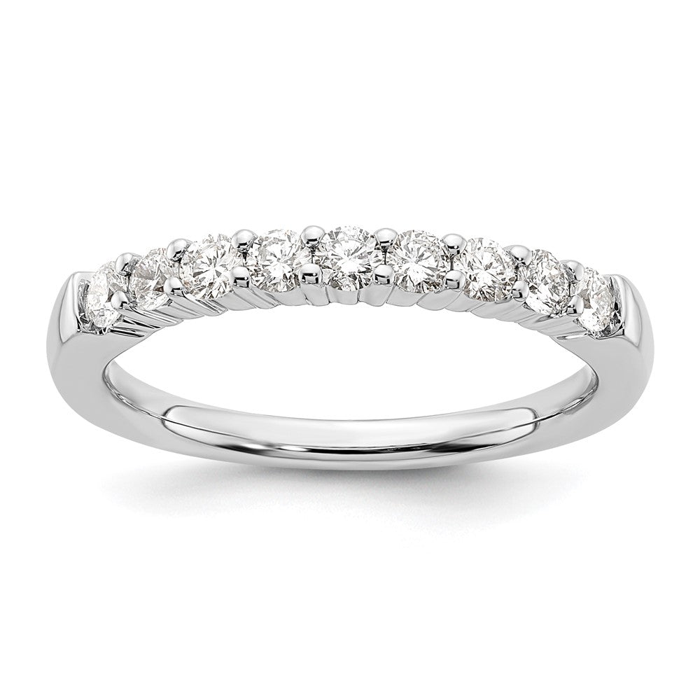 2.5mm 14K White Gold 1/2 Ctw Lab Created Diamond 9-Stone Band SZ 6, Item R12287-L050-06 by The Black Bow Jewelry Co.