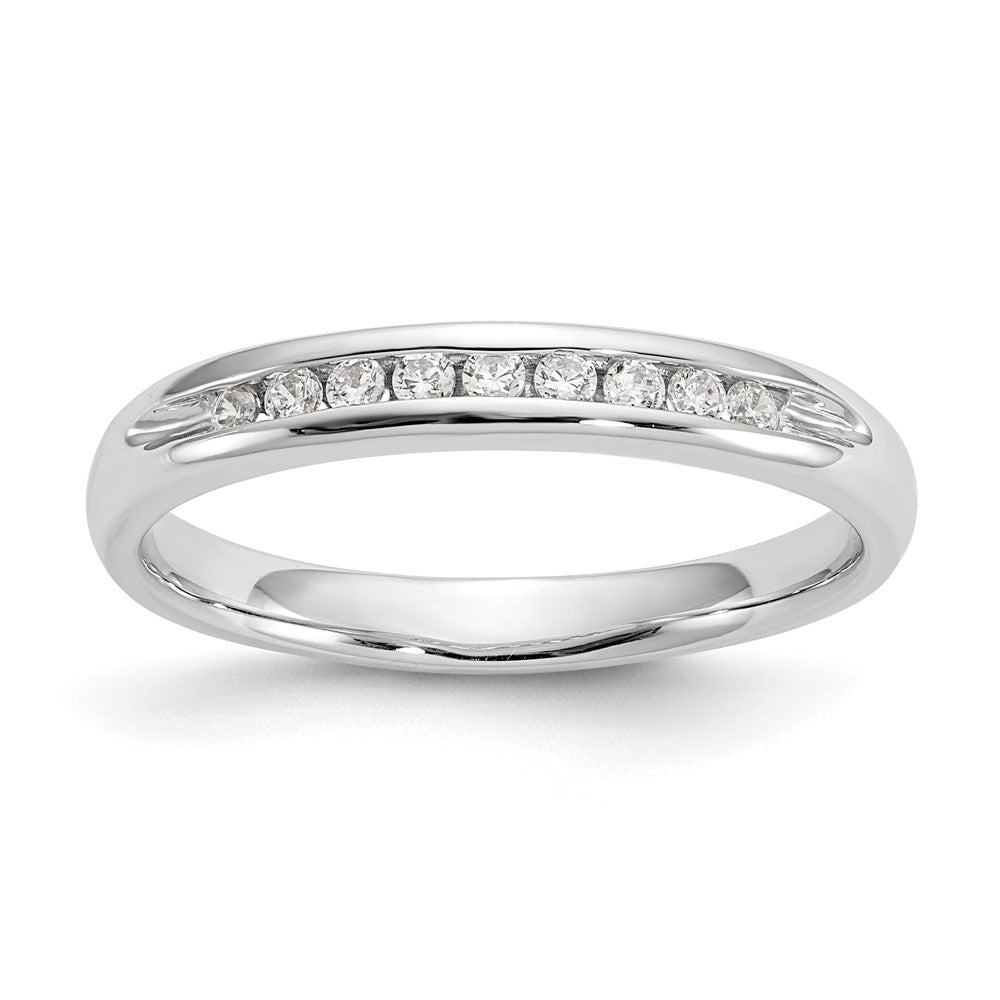 14K White Gold 1/8 to 1/2 Ctw Lab Created Diamond Channel Tapered Band, Item R12290 by The Black Bow Jewelry Co.