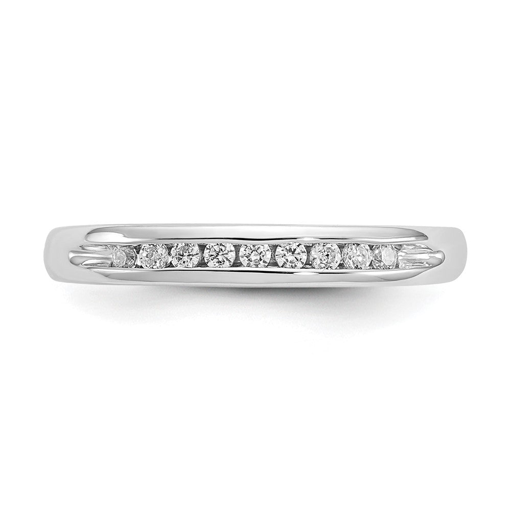 Alternate view of the 3mm 14K White Gold 1/8 Ctw Diamond 9-Stone Channel Band, Size 6 by The Black Bow Jewelry Co.