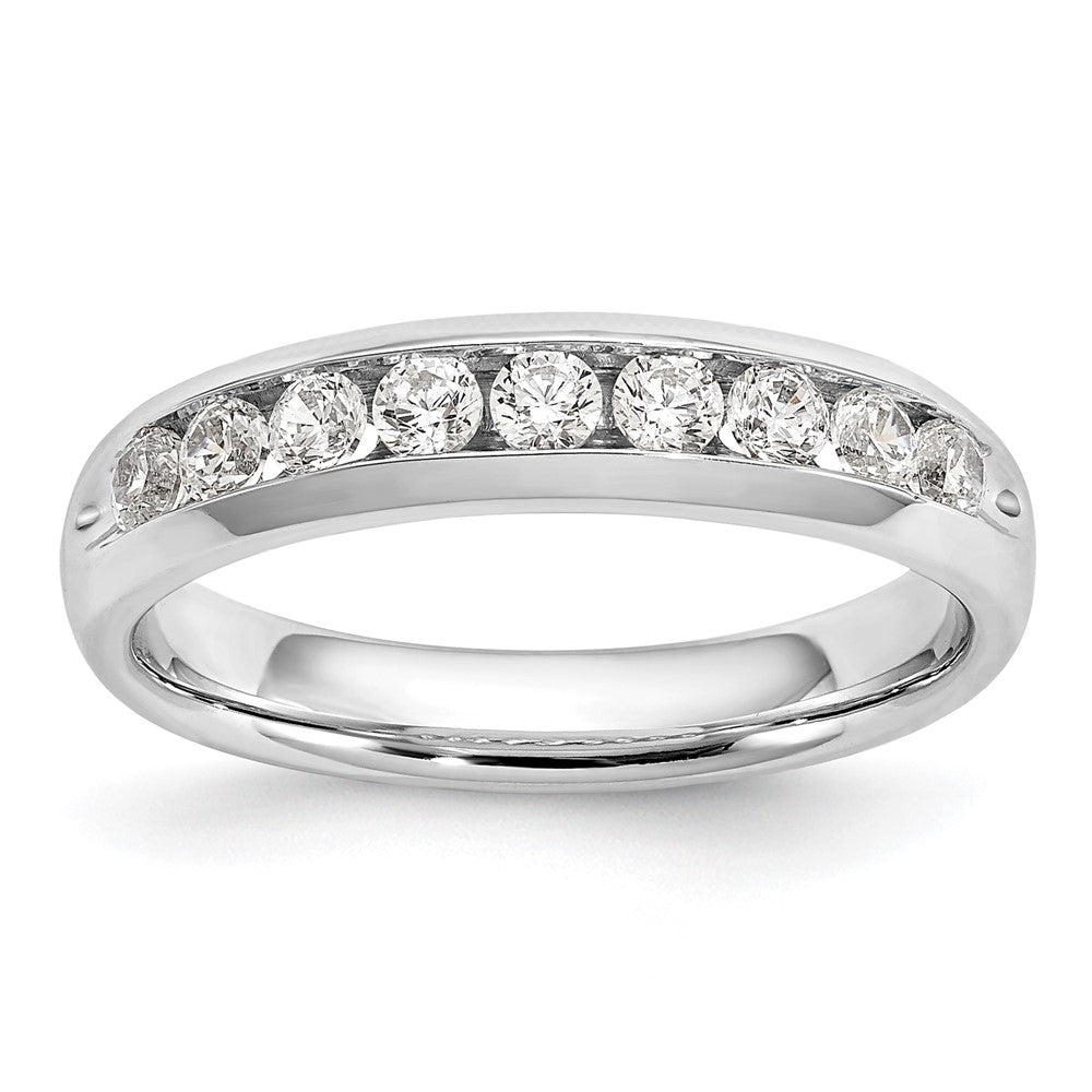 Alternate view of the 14K White Gold 1/8 to 1/2 Ctw Diamond 9-Stone Channel Tapered Band by The Black Bow Jewelry Co.