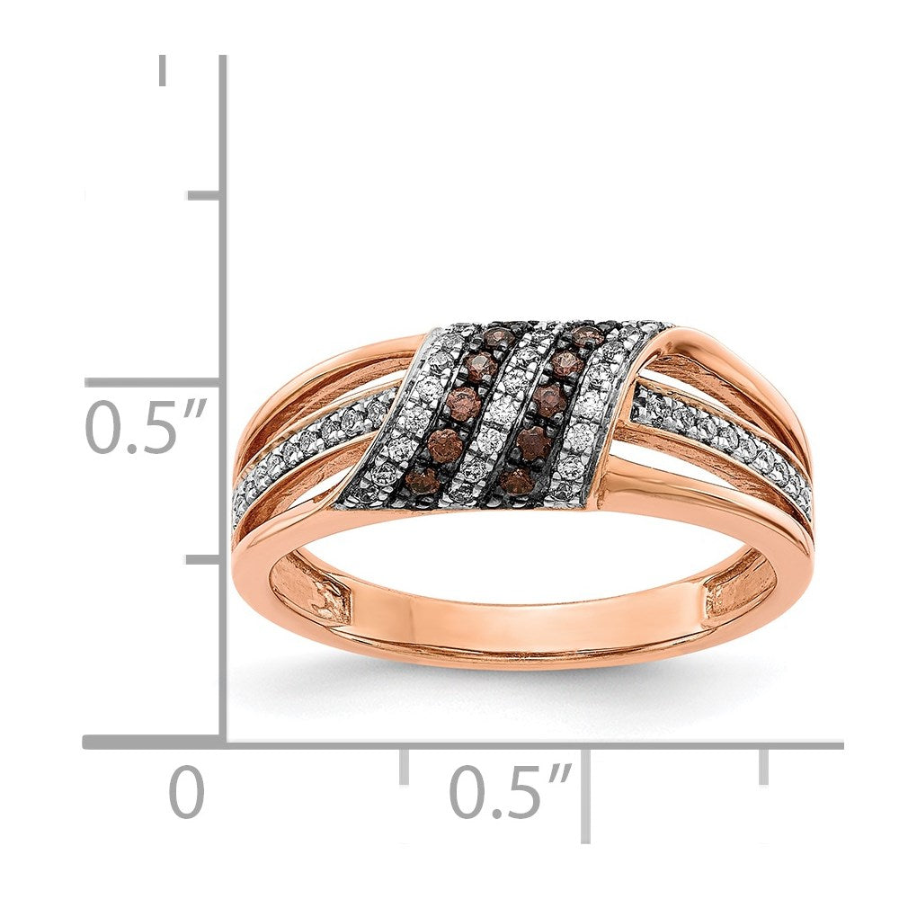 Alternate view of the 7mm 14K Rose Gold 1/3 Ctw Two-Tone Diamond Split Shank Tapered Band by The Black Bow Jewelry Co.