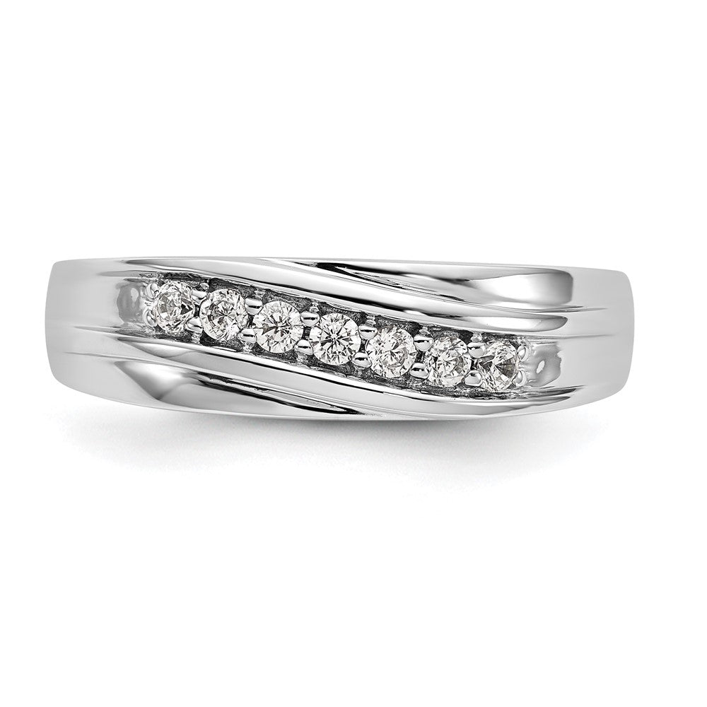 Alternate view of the Men&#39;s 6.4mm 14K White Gold 1/4 Ctw Diamond Tapered Band, Size 9 by The Black Bow Jewelry Co.